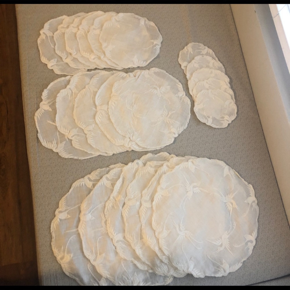 Rare Vintage Asian Linen Doilies